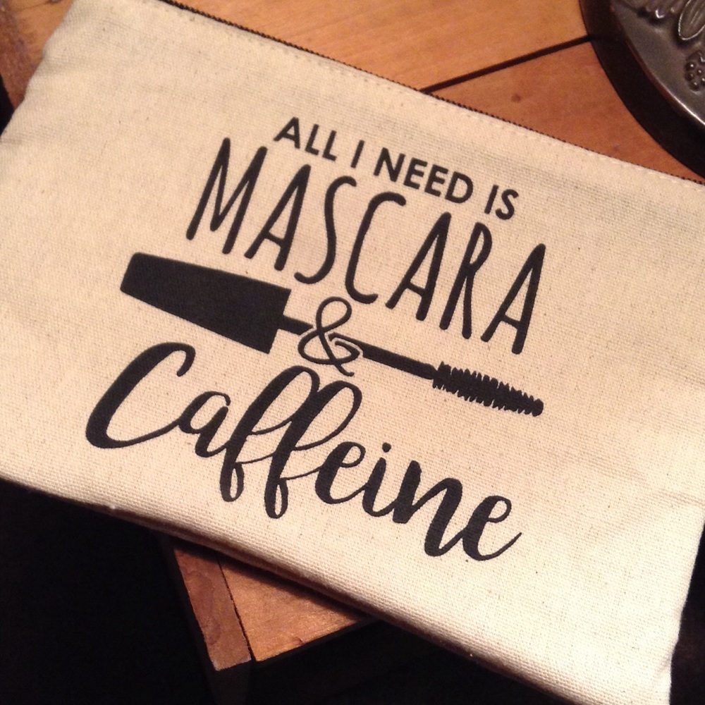 💄LAST ONE! Mascara & Caffeine Canvas Makeup Bag - Picture 2 of 3